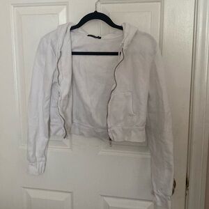 White Brandy Melville cropped zip up hoodie